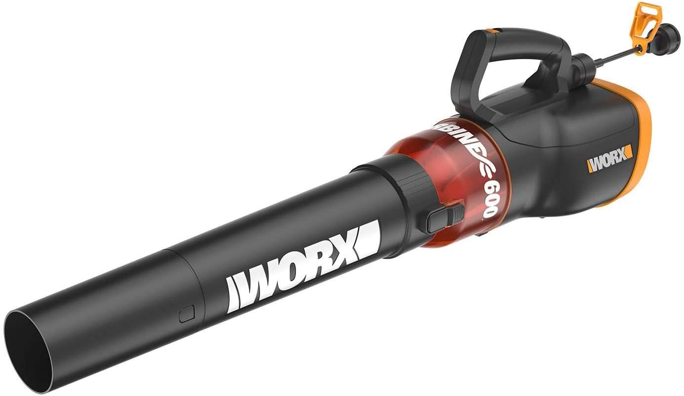 WORX TURBINE 12 Amp Corded Leaf Blower with 110 MPH and 600 CFM Output and Variable Speed Control - WG520